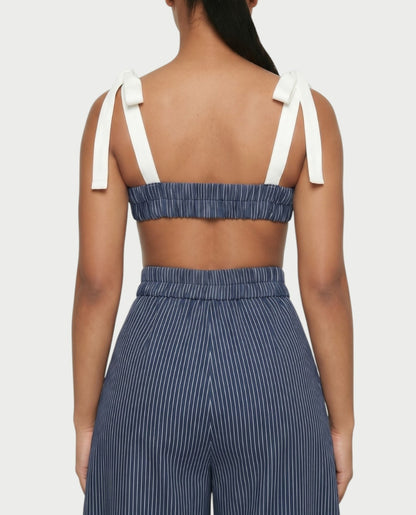 Pinstripe bralette +Barrel pants set