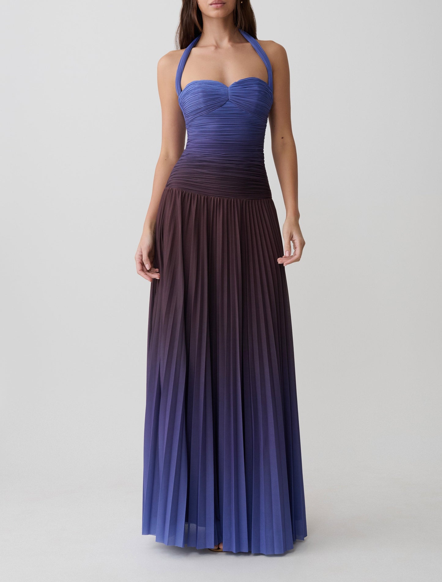 Pleated Halter Midi Dress