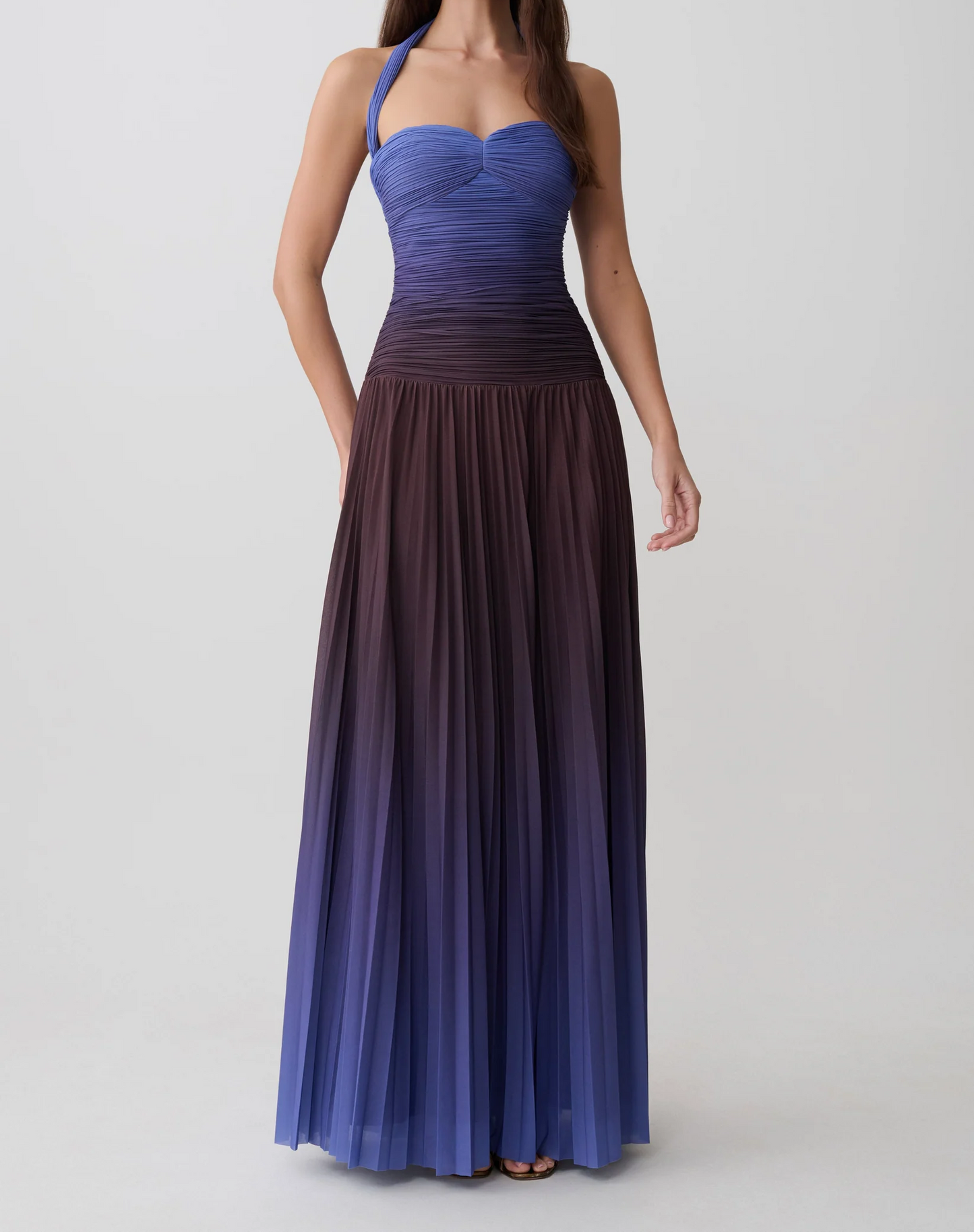 Pleated Halter Midi Dress