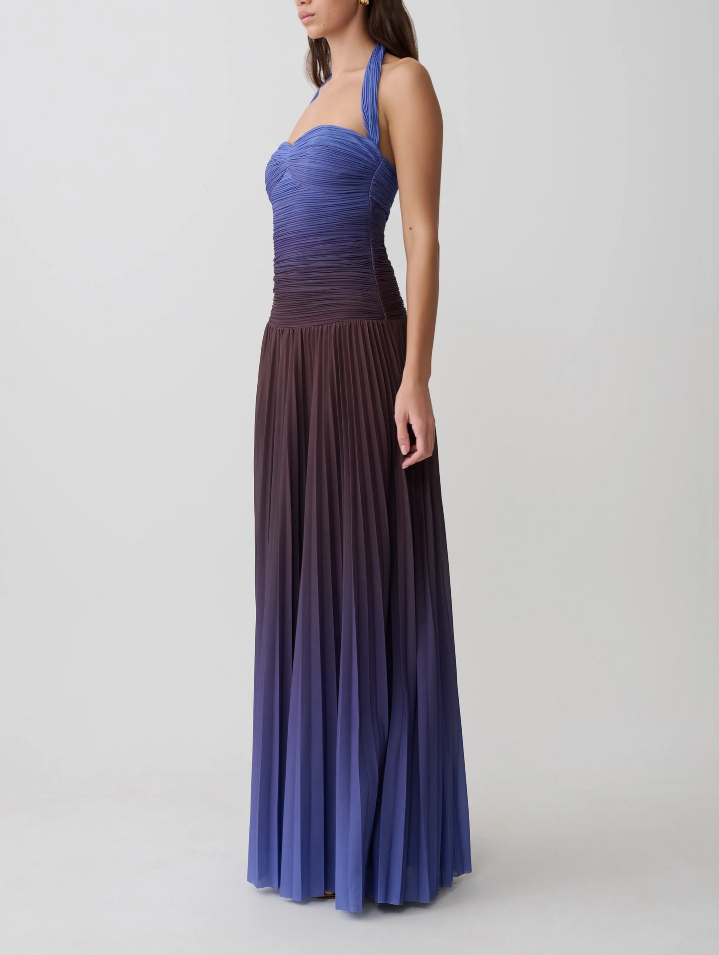 Pleated Halter Midi Dress