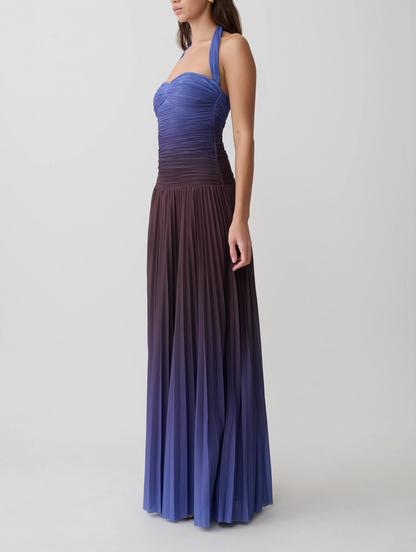 Pleated Halter Midi Dress