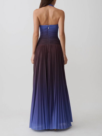 Pleated Halter Midi Dress