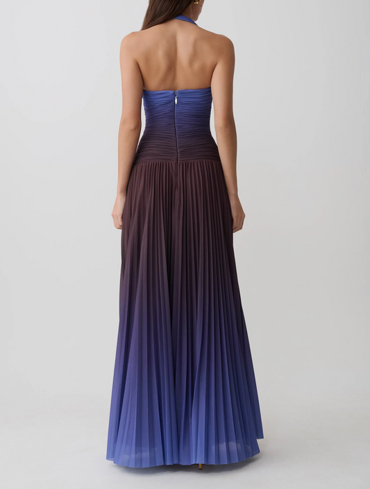 Pleated Halter Midi Dress