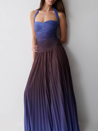 Pleated Halter Midi Dress