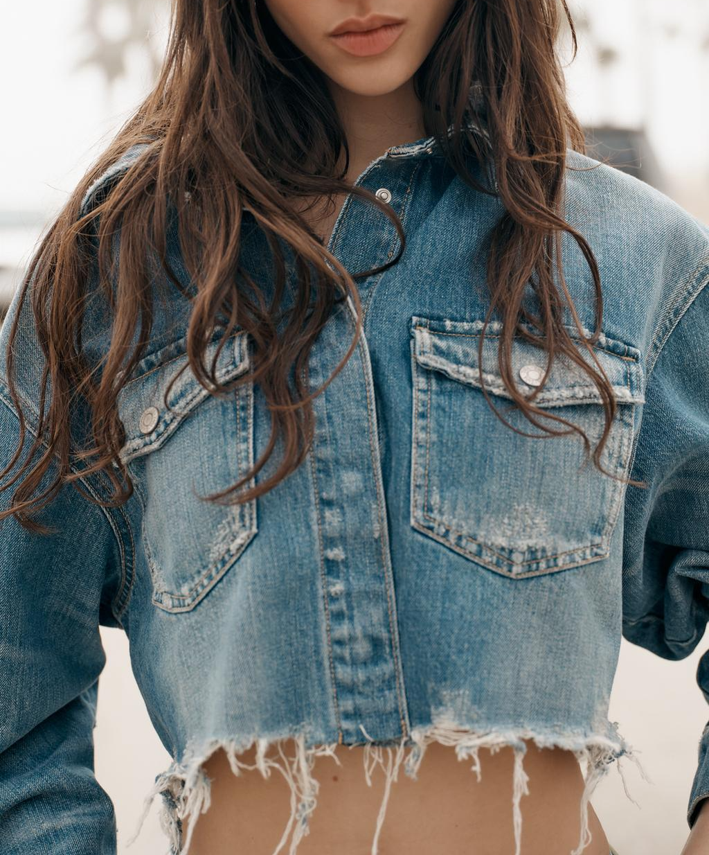 TRF CROP DENIM OVERSHIRT