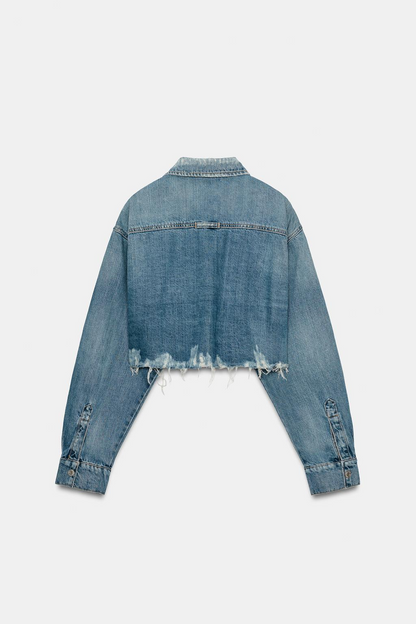 TRF CROP DENIM OVERSHIRT