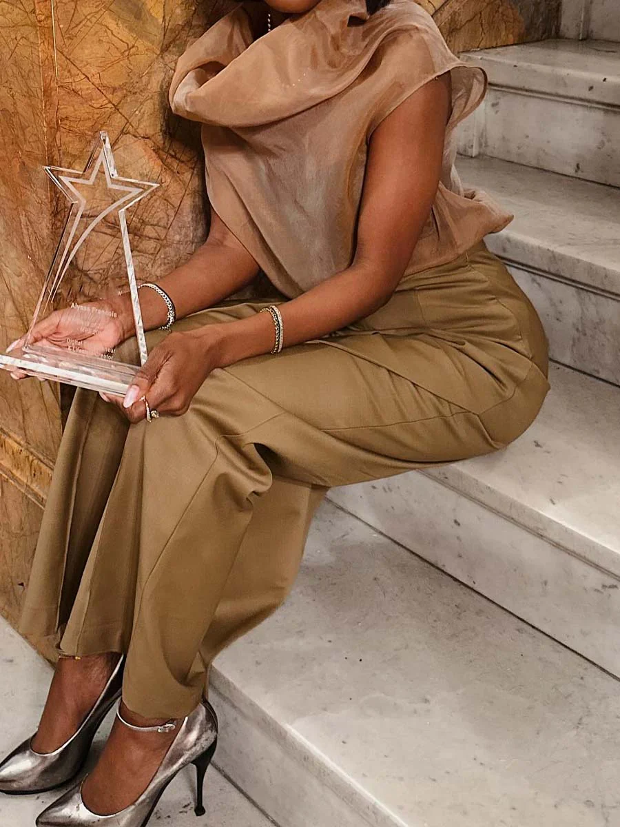 Sheer top + asymmetrical pants