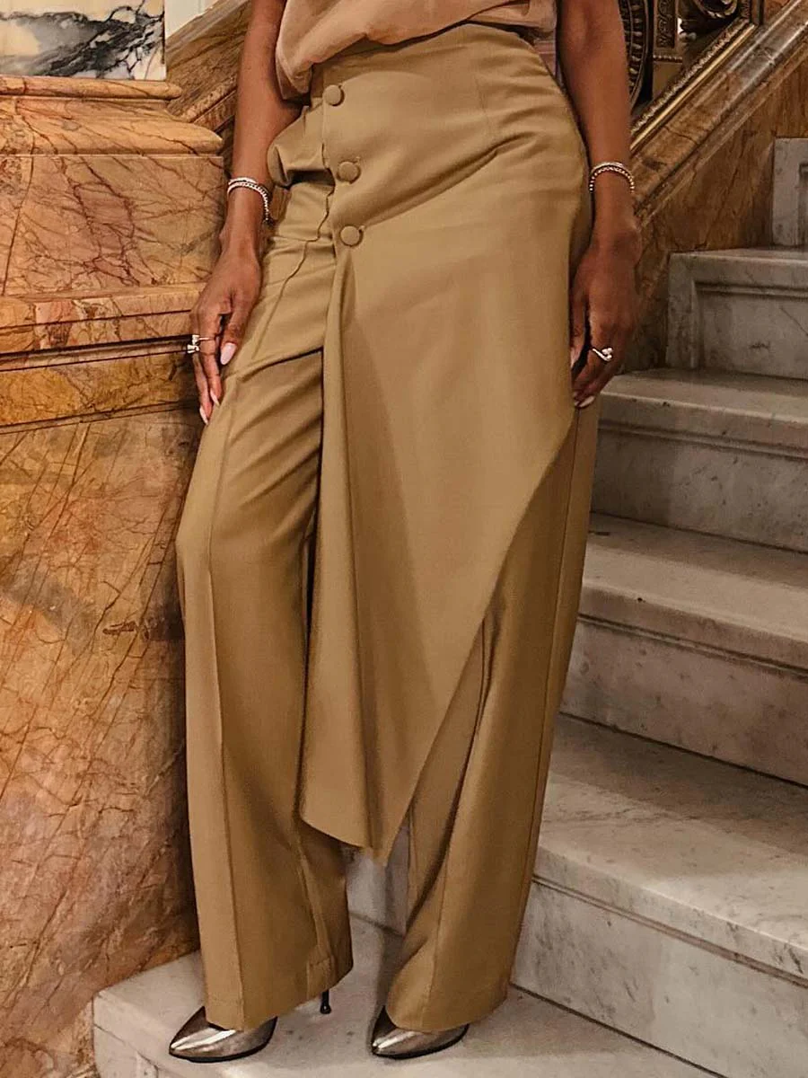 Sheer top + asymmetrical pants