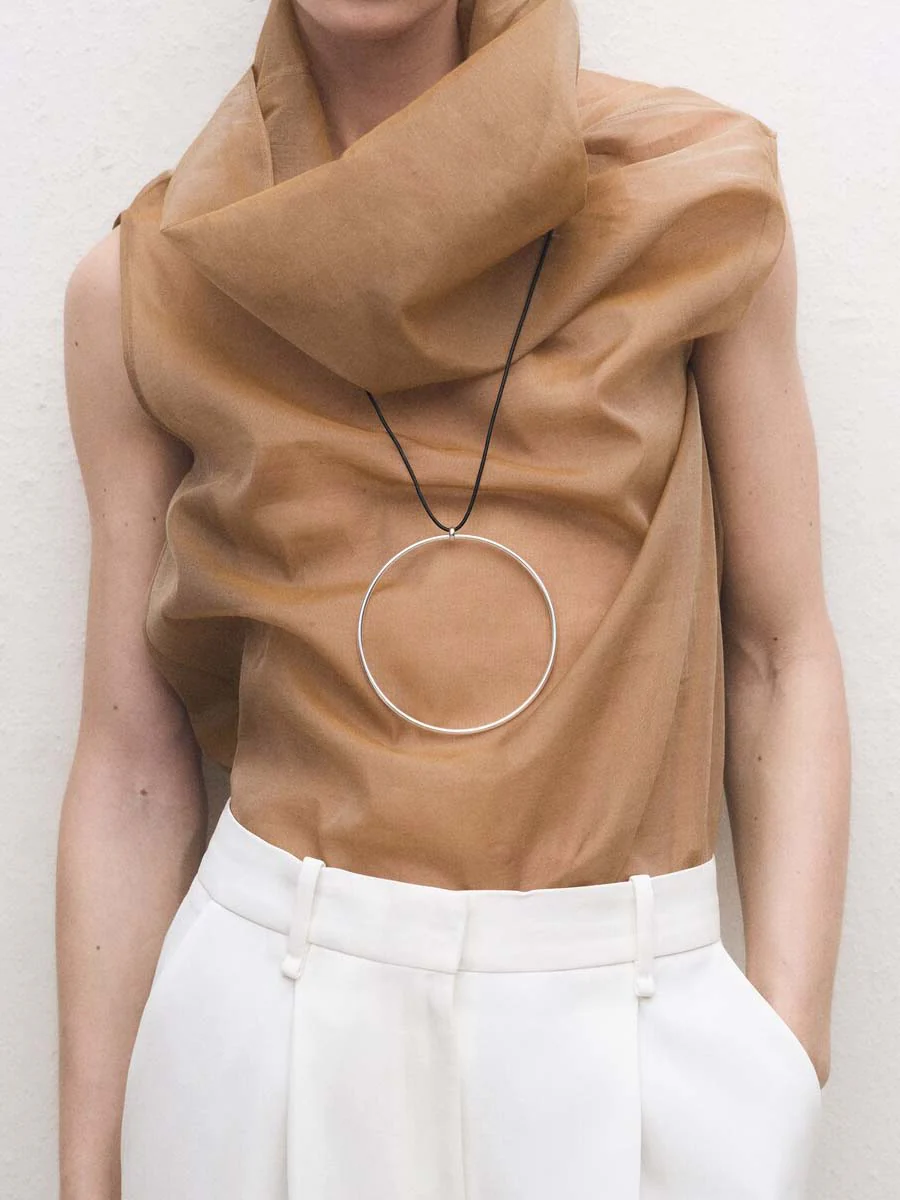 Sheer top + asymmetrical pants