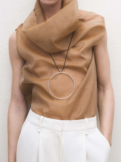 Sheer top + asymmetrical pants