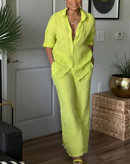 THE LIME PURE ESCAPE LINEN SET
