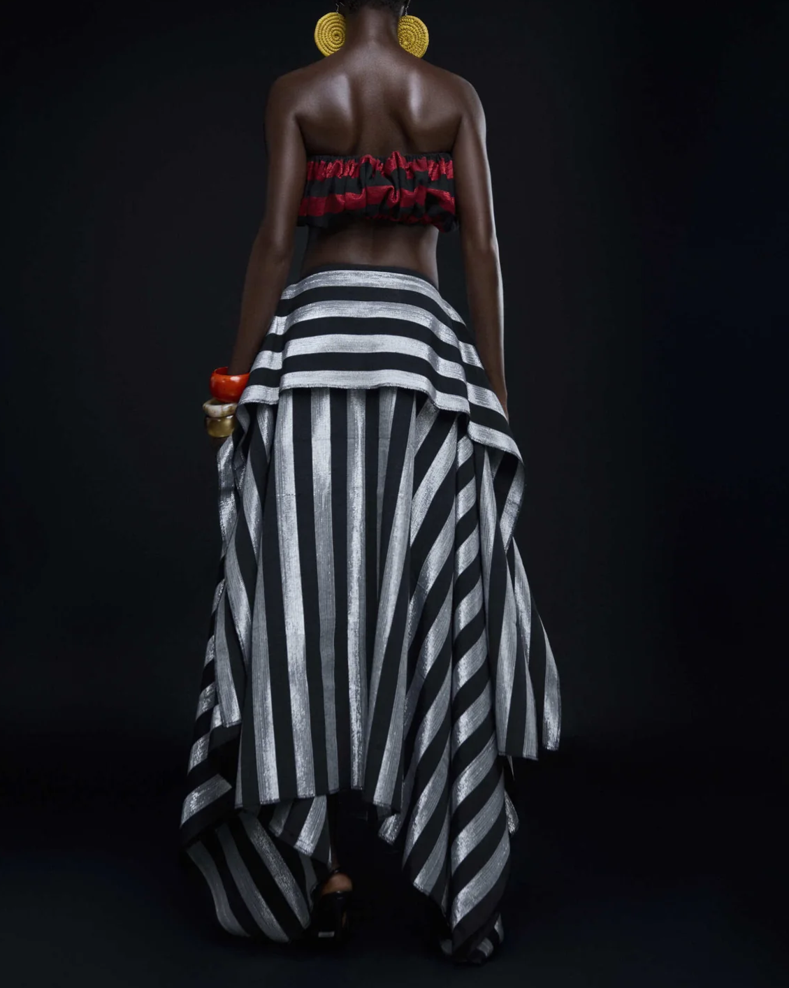 Irregular-striped Midi Skirt