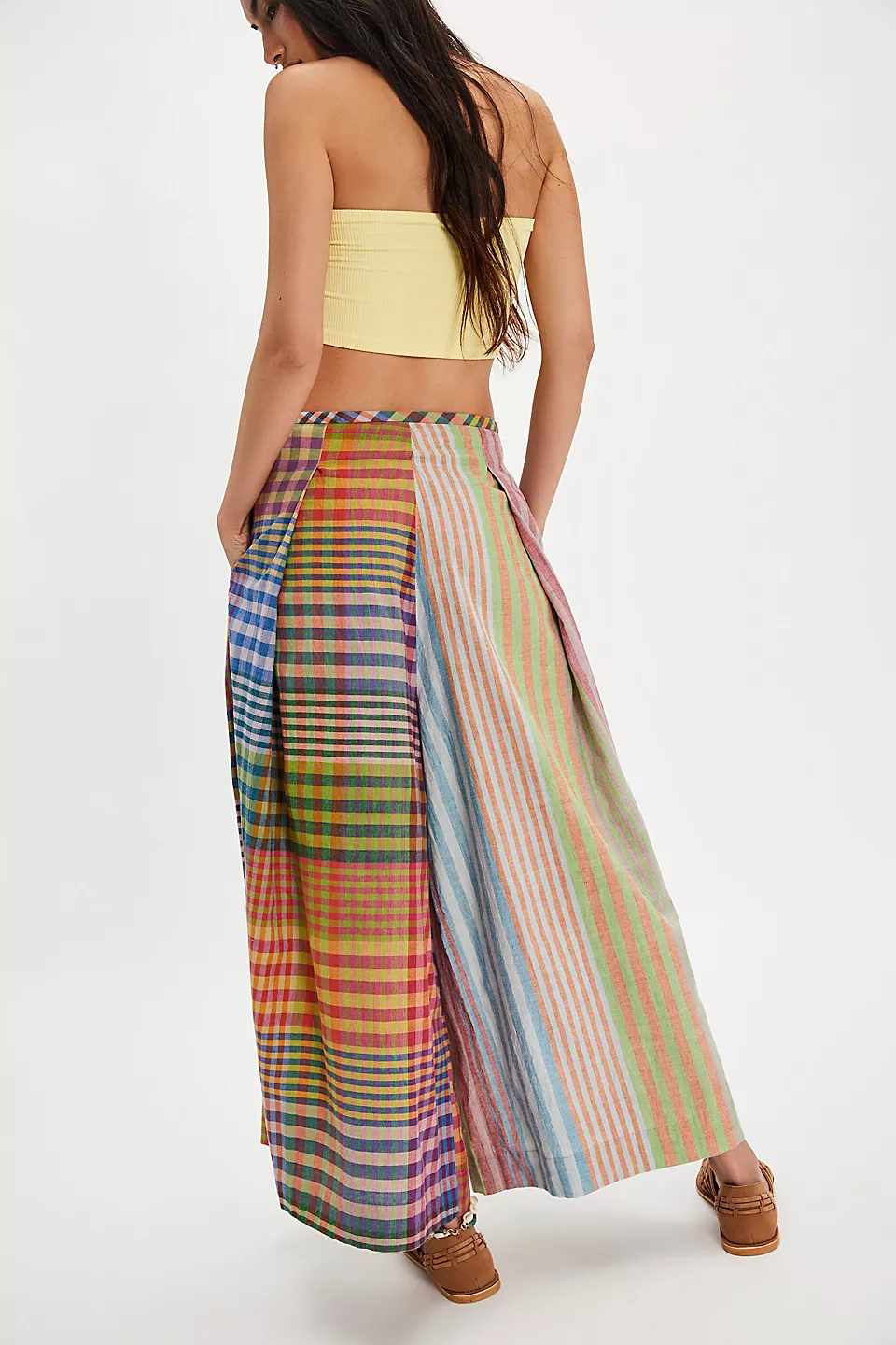 Colorful Checkered Wide-Leg Pants