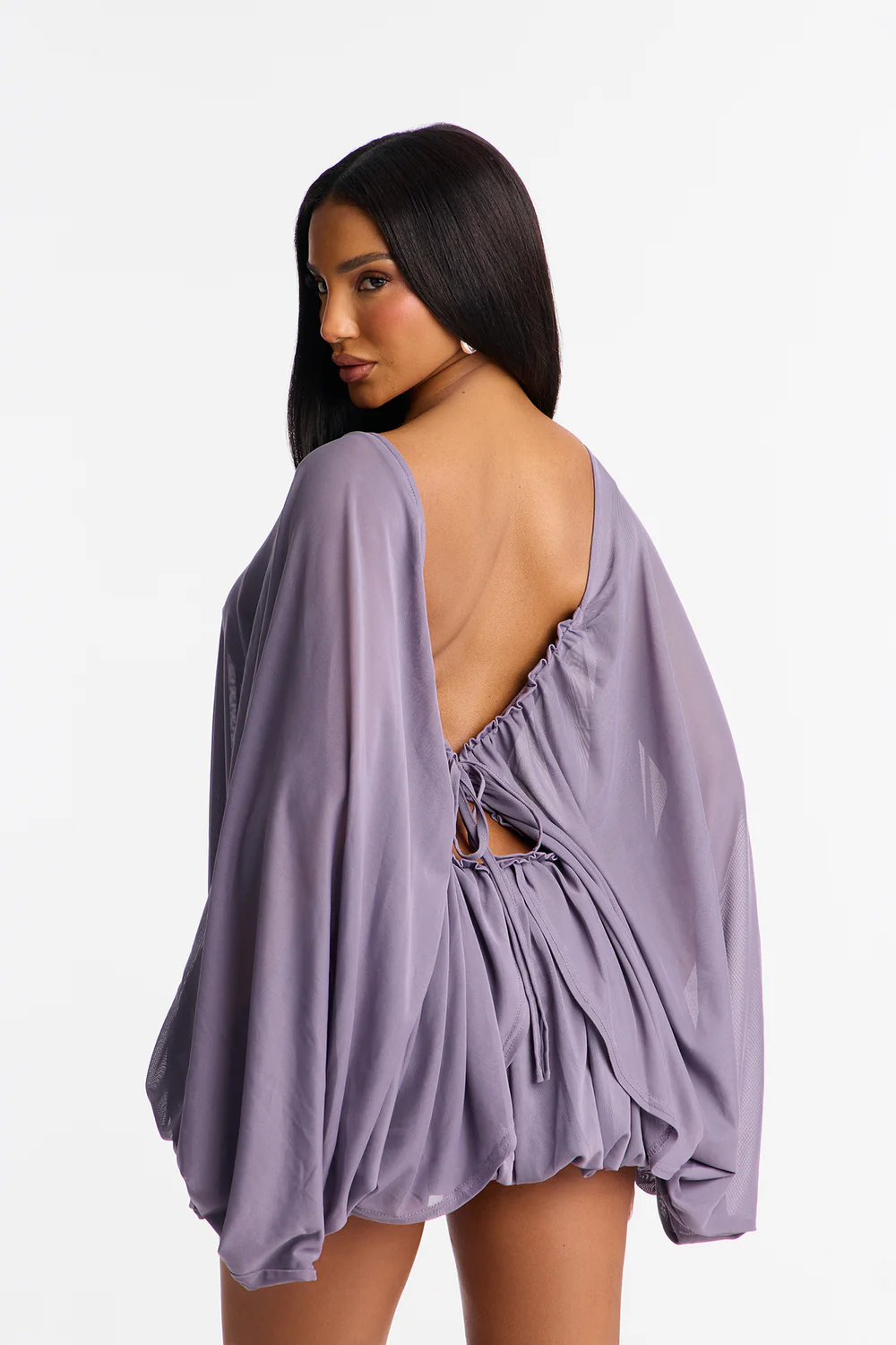 Backless Mini Mesh Dress