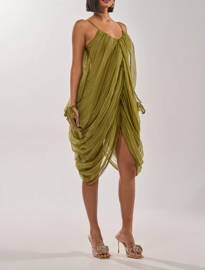 Pleated mesh dress