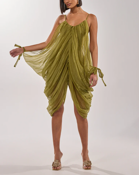 Pleated mesh dress