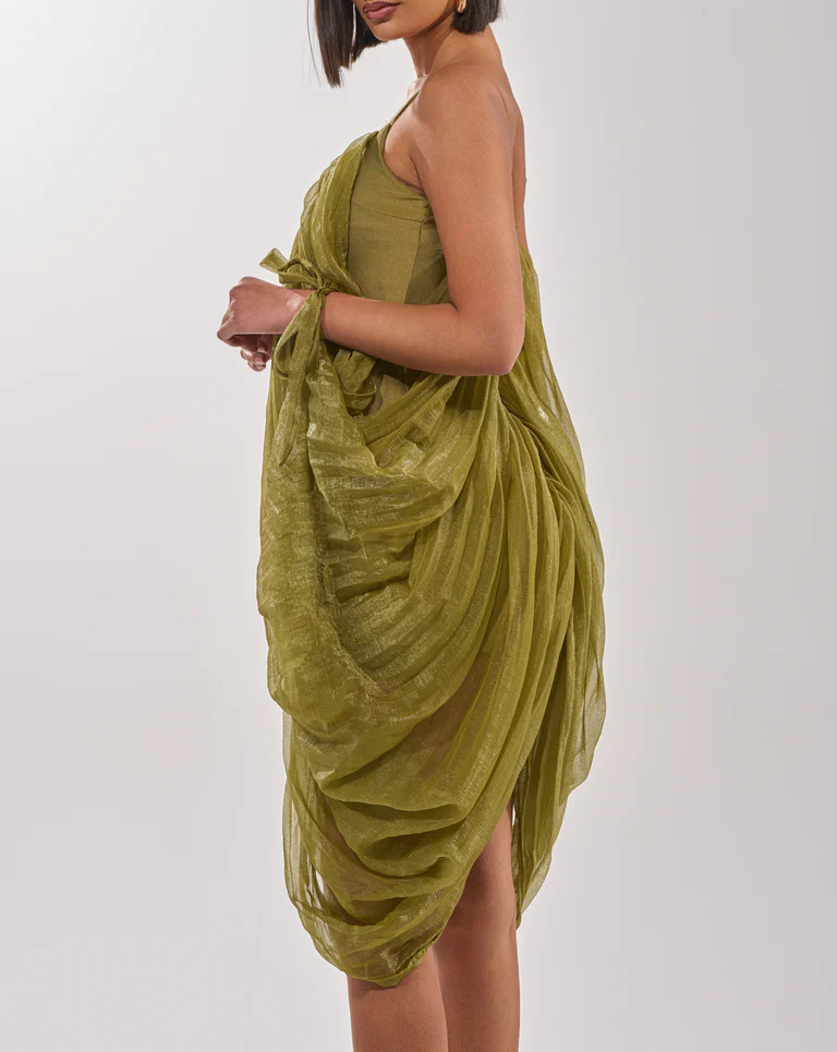 Pleated mesh dress