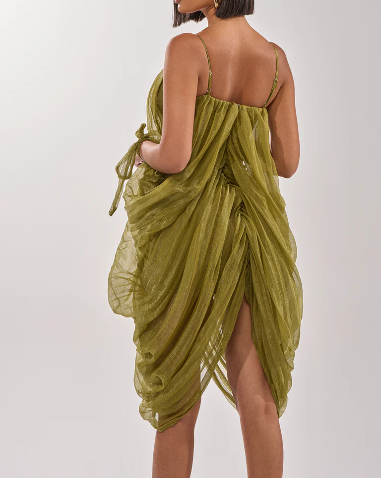 Pleated mesh dress