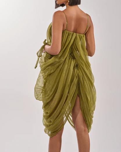 Pleated mesh dress