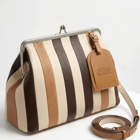 Embossed Premium Leather Kisslock Frame Bag