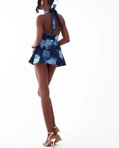 Colorful denim mini dress