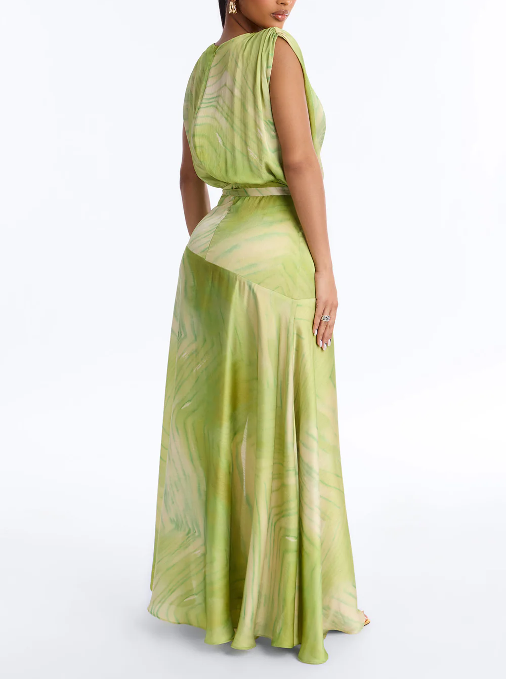 Green Satin Maxi Dress