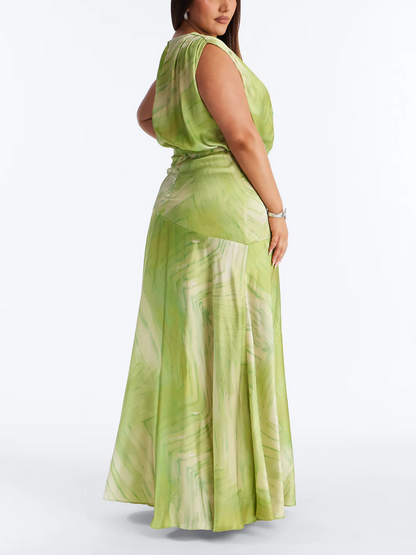 Green Satin Maxi Dress