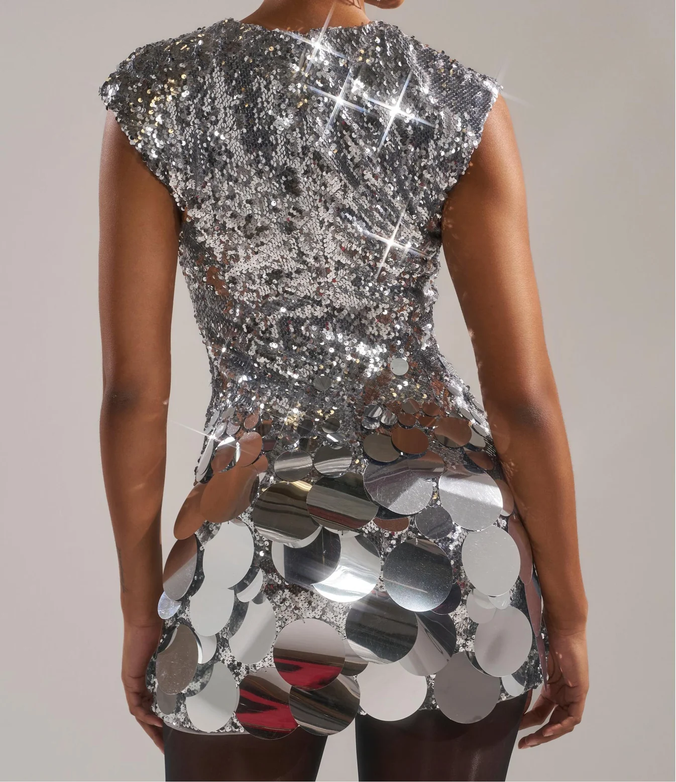 Gold sequined mini dress