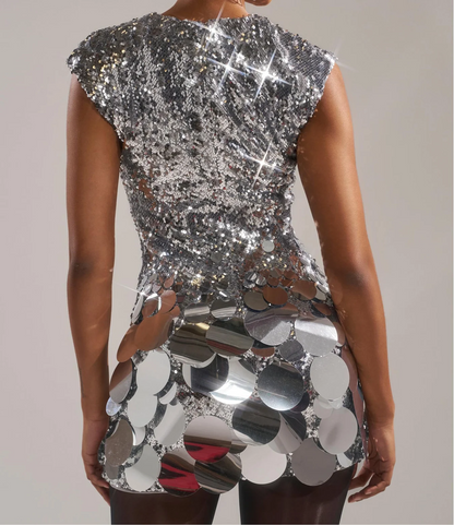 Gold sequined mini dress