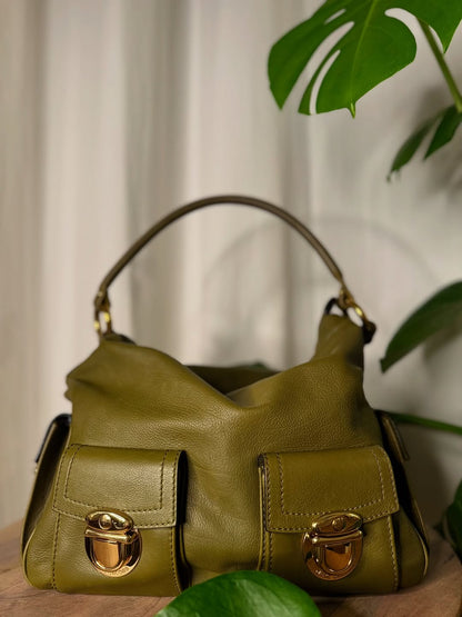 Leather Large Multipocket Hobo bag
