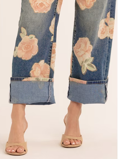 Wide Leg Printed Jeans