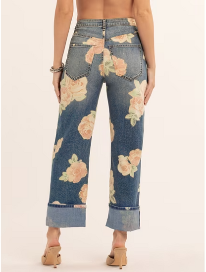 Wide Leg Printed Jeans