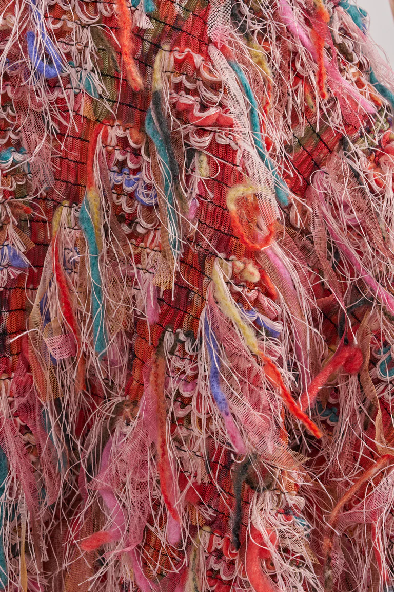 Fringe Mesh Mini Dress In Pink