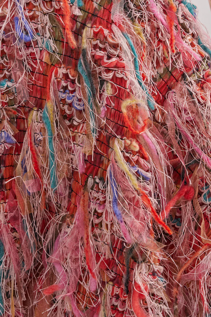 Fringe Mesh Mini Dress In Pink