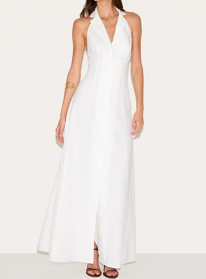 Button Down Collar Detail Maxi Dress