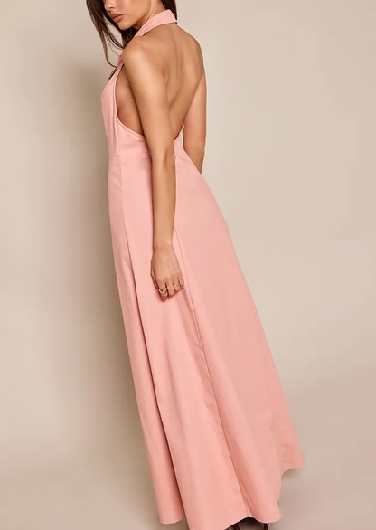 Button Down Collar Detail Maxi Dress