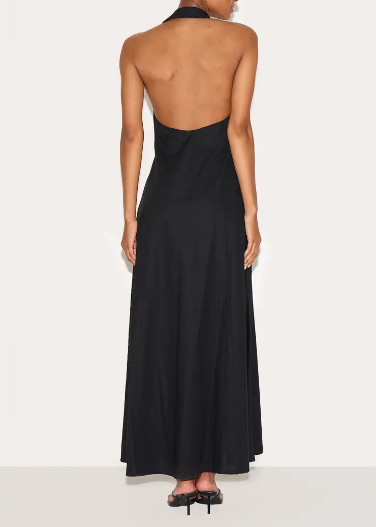 Button Down Collar Detail Maxi Dress