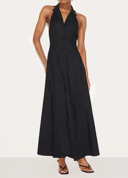 Button Down Collar Detail Maxi Dress