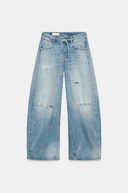 Ripped Mid-Rise Baggy Jeans