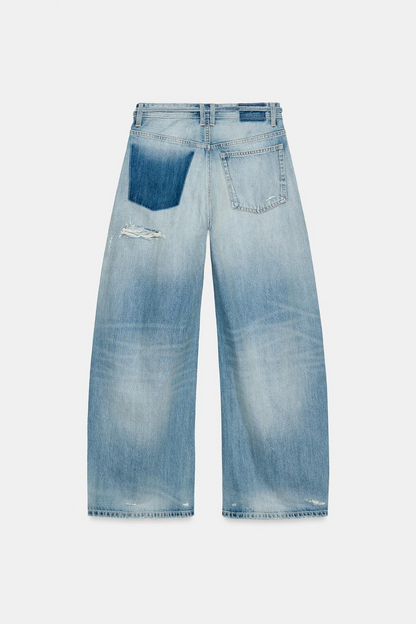 Ripped Mid-Rise Baggy Jeans