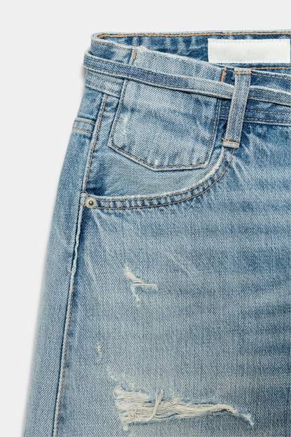 Ripped Mid-Rise Baggy Jeans