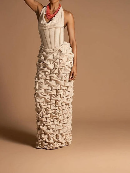 Draped corset pleated dress