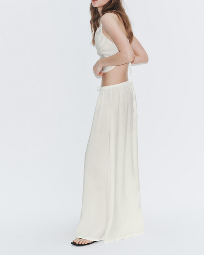 Linen Halter Top+ Wide Leg Linen Pants