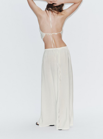 Linen Halter Top+ Wide Leg Linen Pants