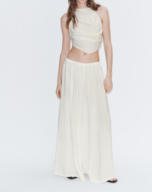 Linen Halter Top+ Wide Leg Linen Pants