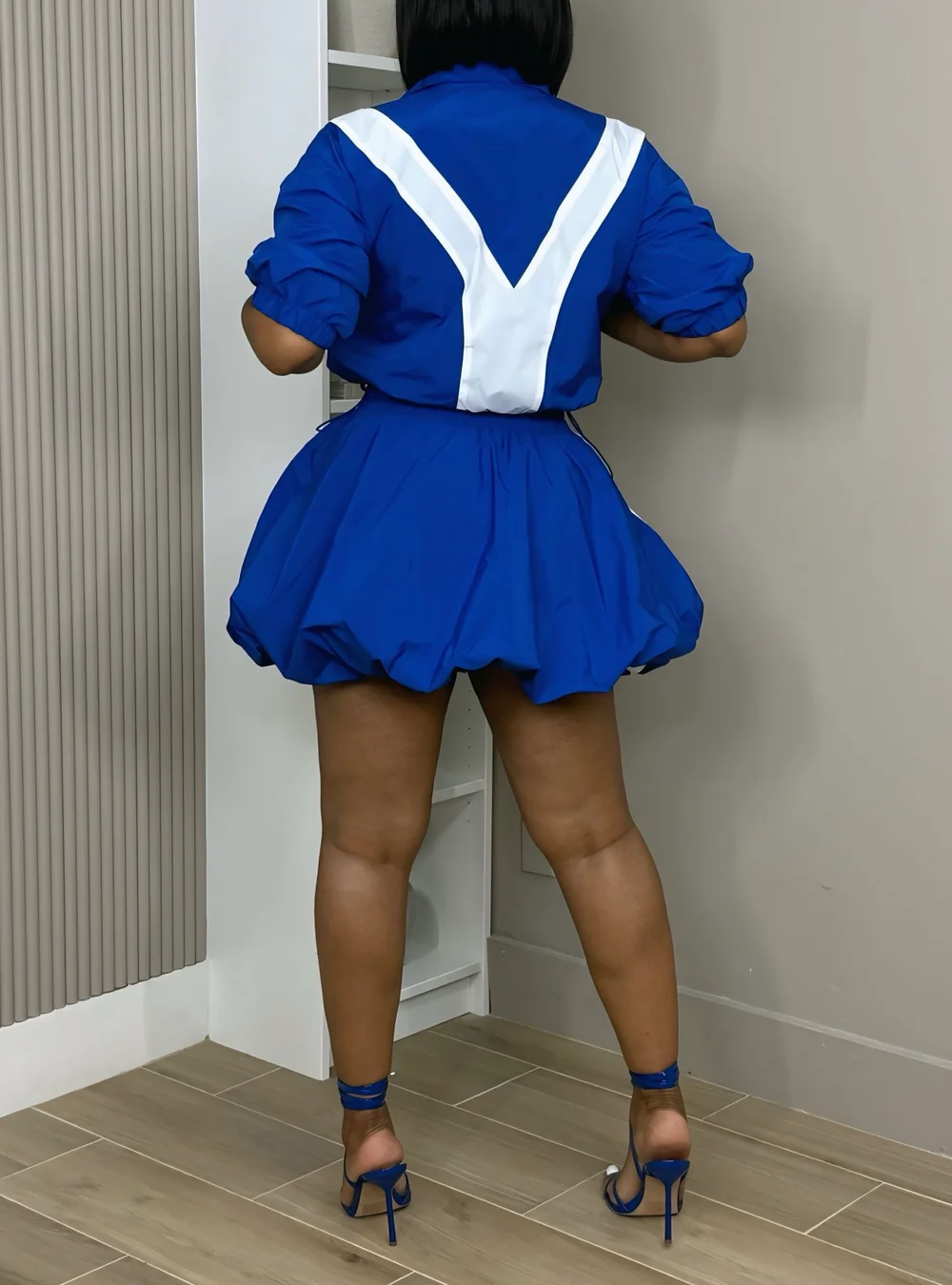 Sporty Windbreak Bubble Skirt Set