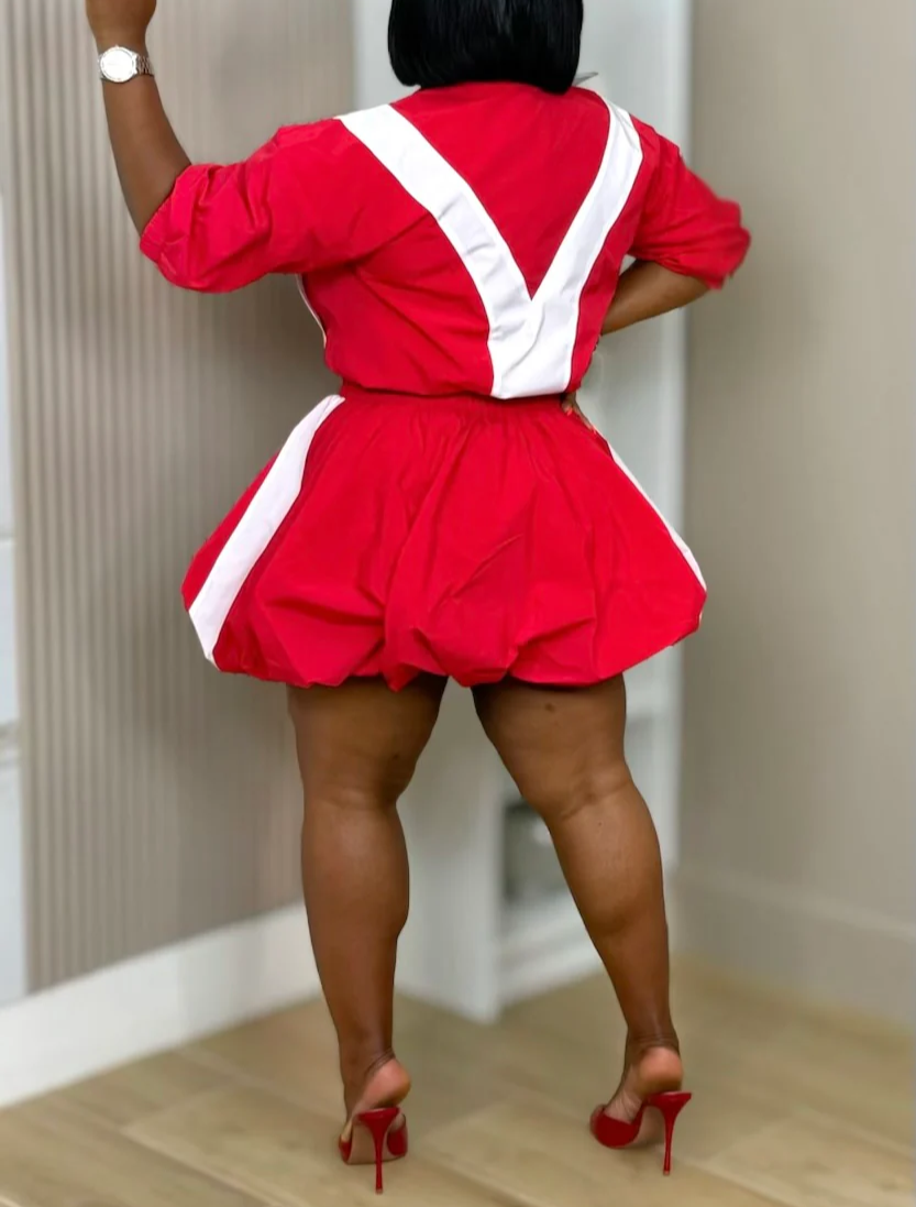 Sporty Windbreak Bubble Skirt Set