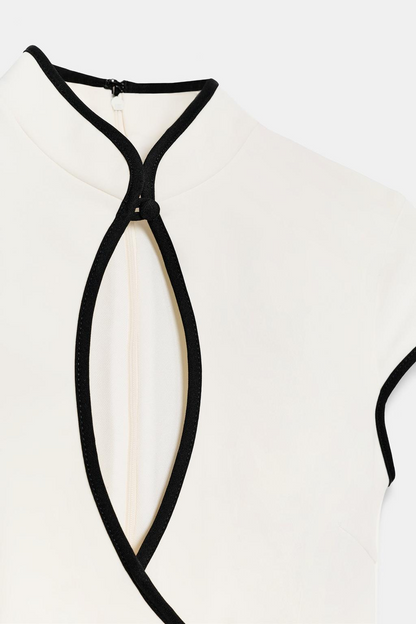 Contrast Piping Mini Dress