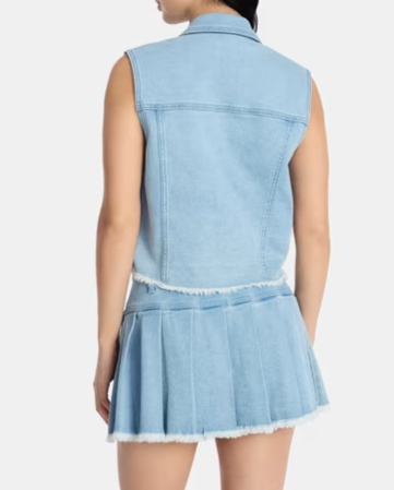 Tie Front Denim Vest+Skirt