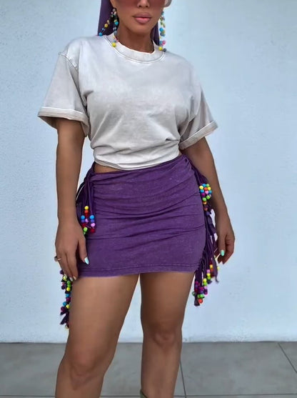 Fringed Beaded Skirt